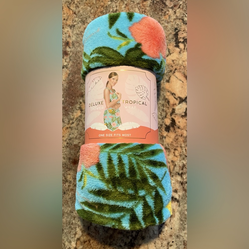 Deluxe Plush Tropical Shower Towel Wrap